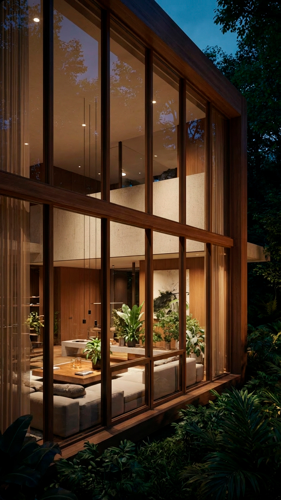 Render nocturno de chalet de lujo